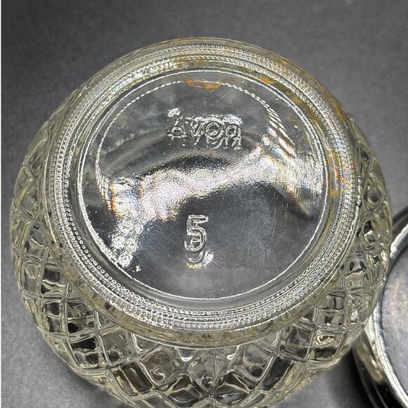 Vintage AVON Glass Vanity Jar with Ornate Silver Lid Vanity Decor 1960s/70s Era - Picture 6 of 6